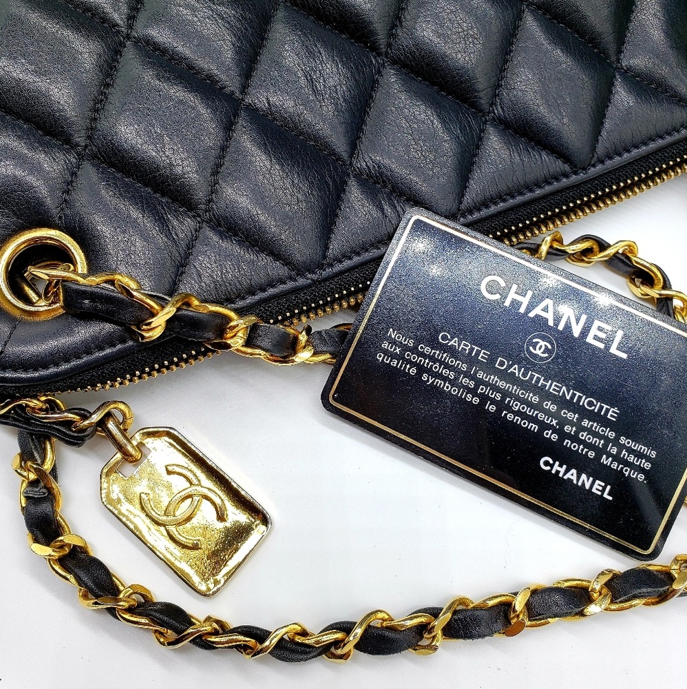 CHANEL Vintage Cambon Lambskin Quilted Handbag